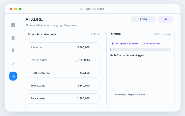 AI XBRL — AI tags financials to ACRA XBRL taxonomy